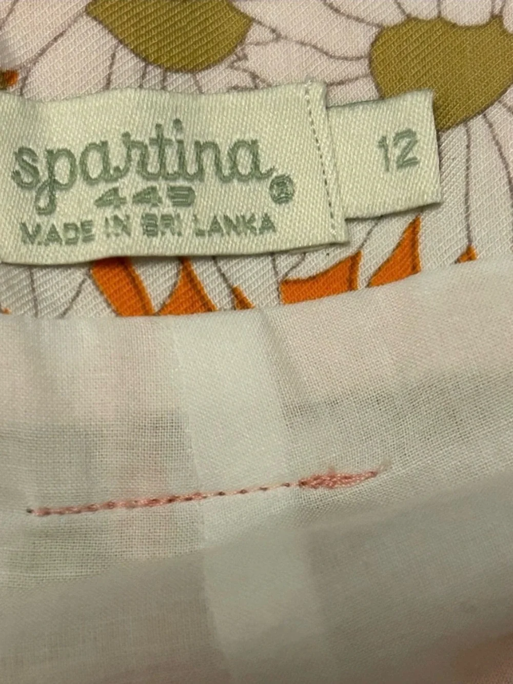 Spartina 449 Floral Stripe Skirt in Orange, Olive & White - Picture 3 of 4